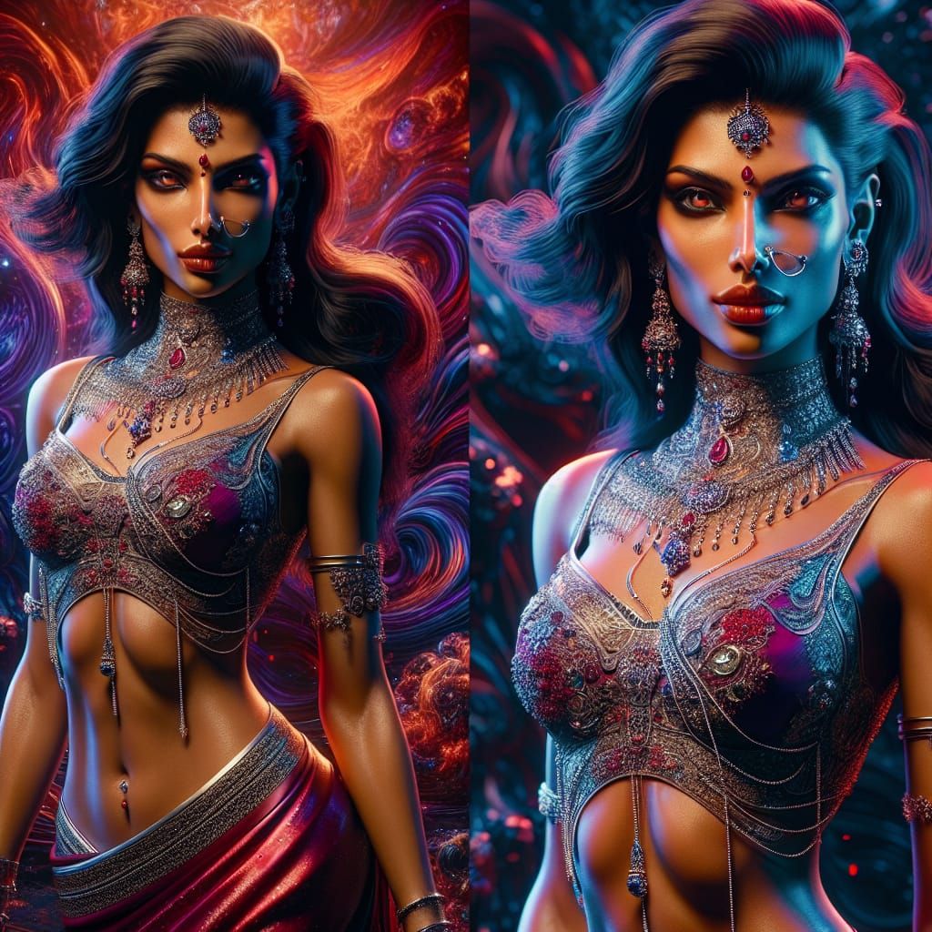 Indian Woman in Fantastical Setting, 3D Rendering