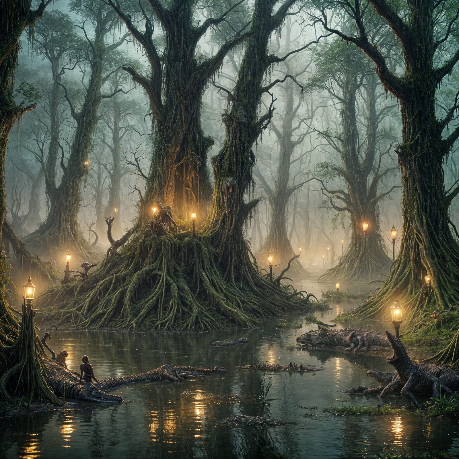 Hyperrealistic Swamp Crocodile Eyes in Detailed Matte Painti...