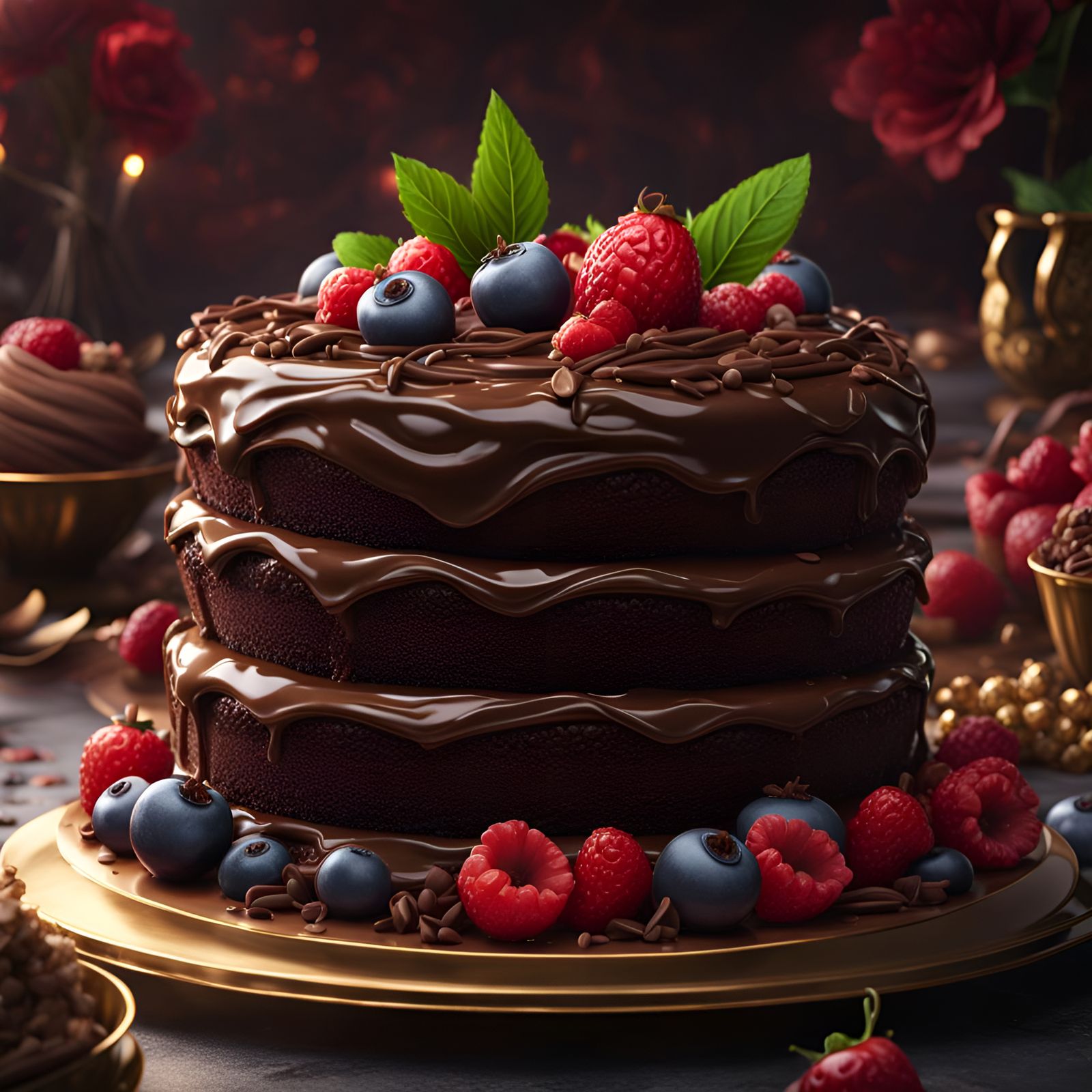 Detailed Matte Painting of a Chocolate Cake