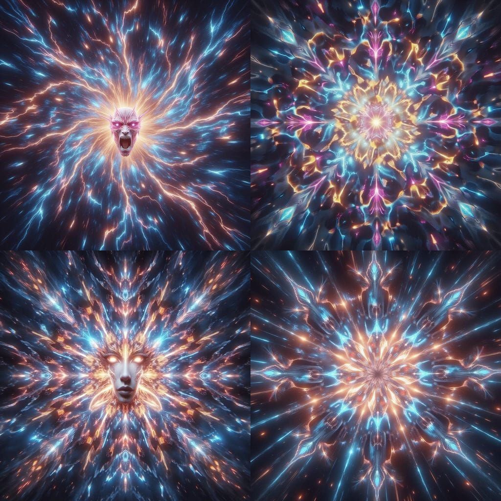 Vibrant Kaleidoscopic Entity Emerges from Fractal Vortex