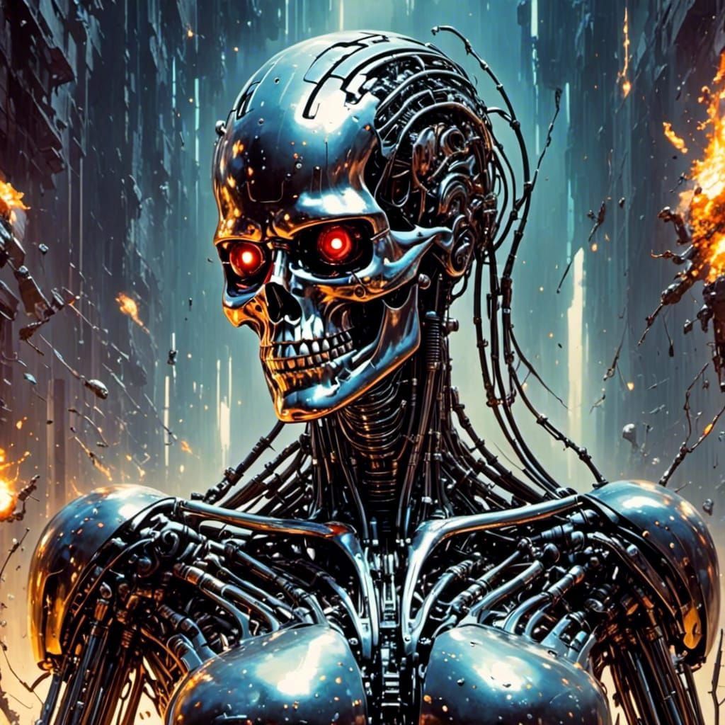 Liquid Mercury Terminator Morphing into Sarah Connor