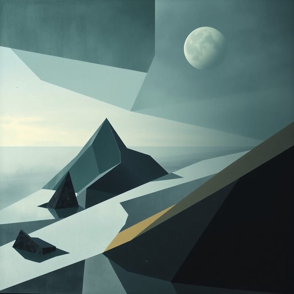 Surreal Liminal Landscape in Cubist Style