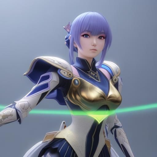 Futuristic Anime Photomodel in Vibrant 3D Art