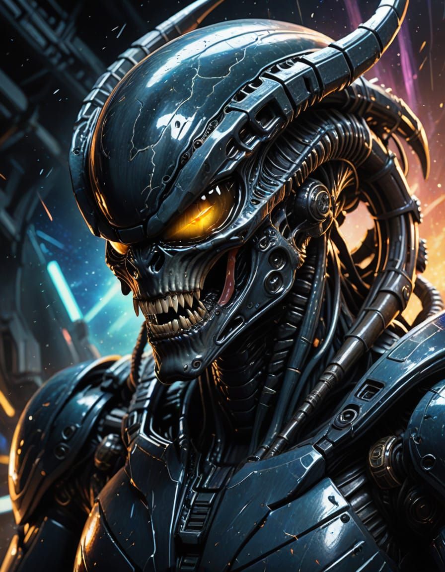 Awe-Inspiring Xenomorph Spacecraft in Hyperspace