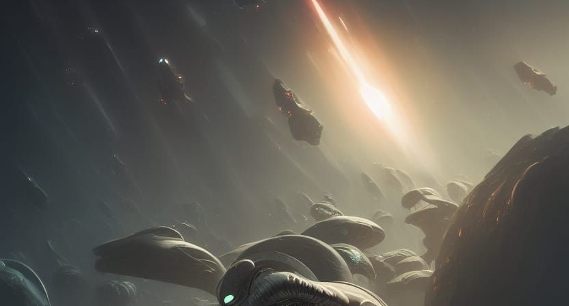 Alien Race Descending: Hyperrealistic Digital Illustration