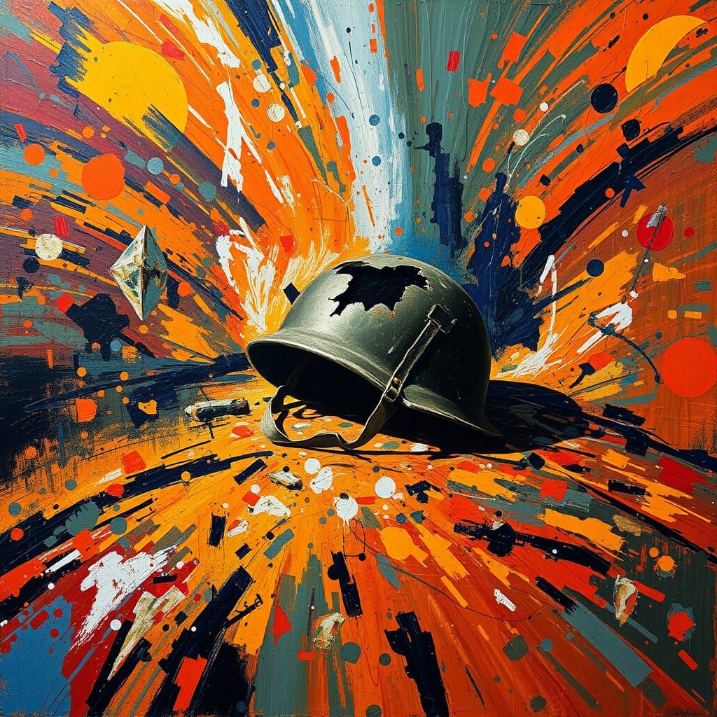 Abandoned Helmet in Vortex of Chaos, Inspired by Abstract Ex...