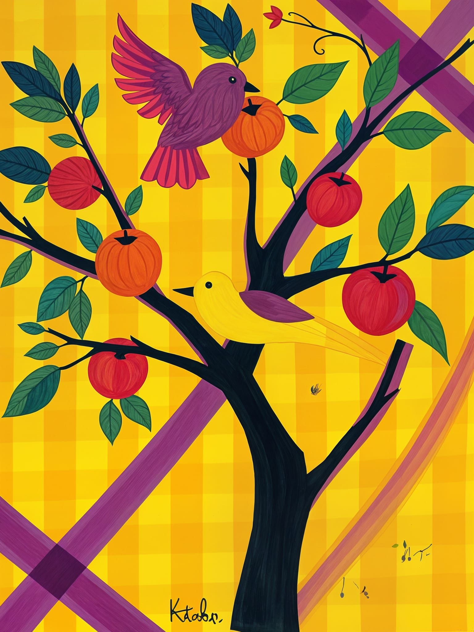 Vibrant Gingham Pattern Inspired by Nature's Bounty