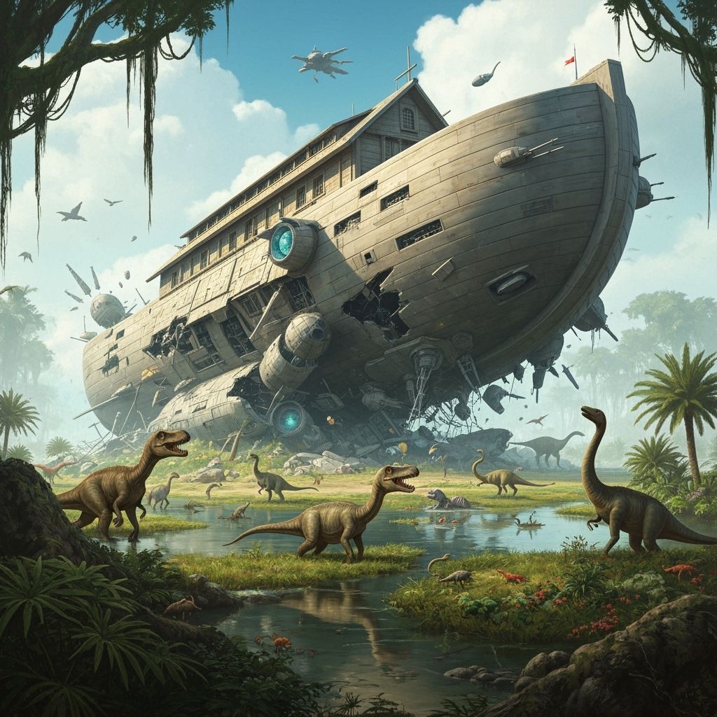 Noah's Ark Spaceship Crash in Jurassic Swamp