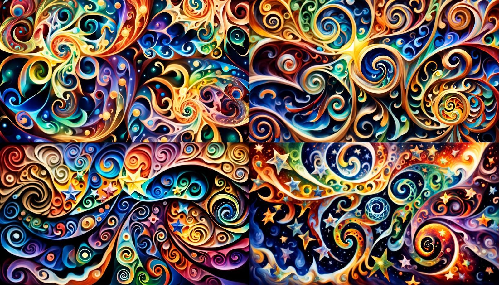 Iridescent Stars Dancing in Cosmic Maelstrom: Impasto Painti...