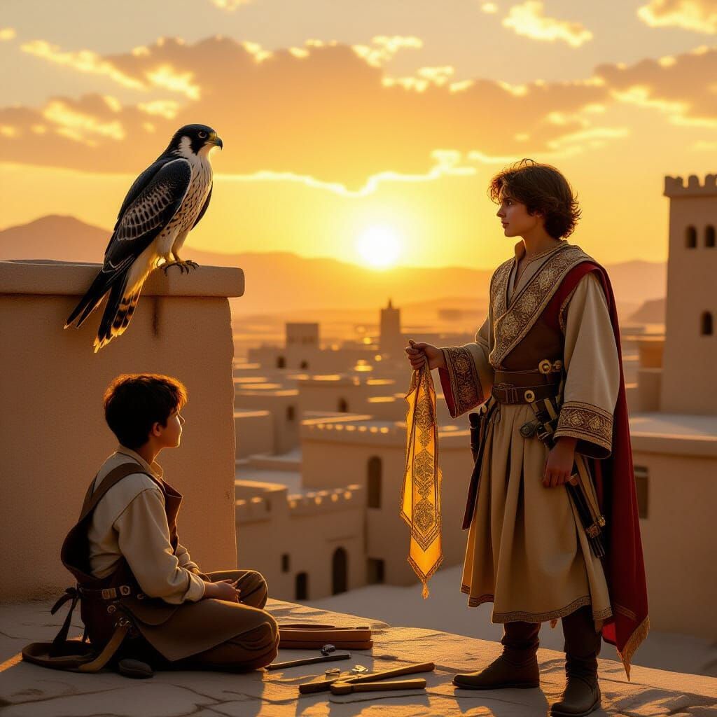 Medieval Desert City Sunset, Fantasy Concept Art