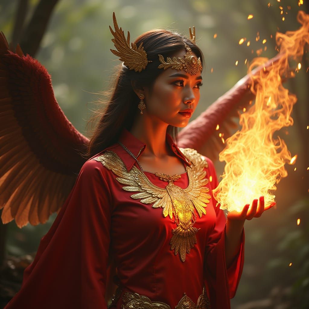 Garuda Superhero Soaring Above Bali in 3D Style