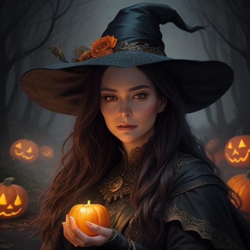 Bewitching Witch Casting Spells in Hyperrealistic Portrait
