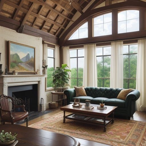 Cozy Brick Farmhouse Study with Vintage Touches