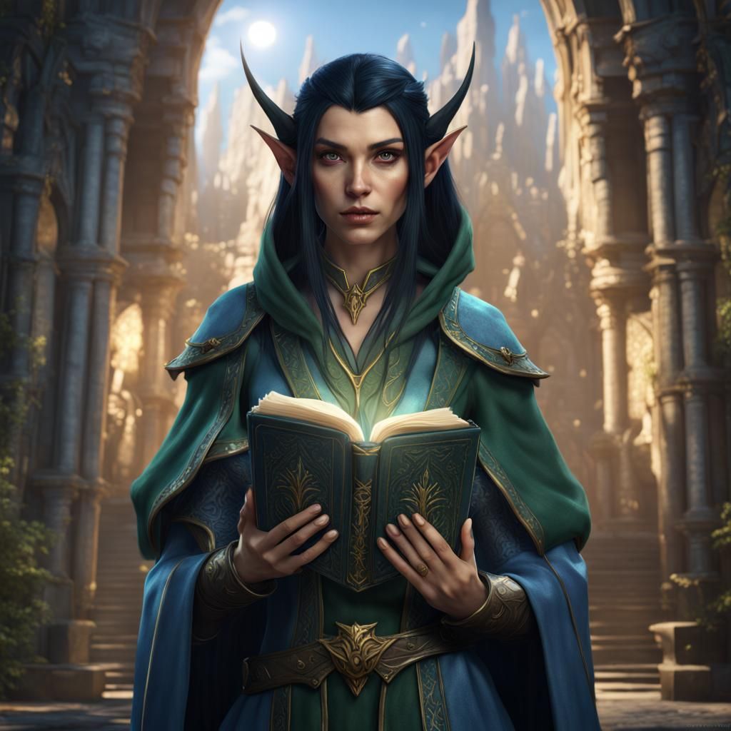 High Elf with Spellbook: Fantasy Concept Art