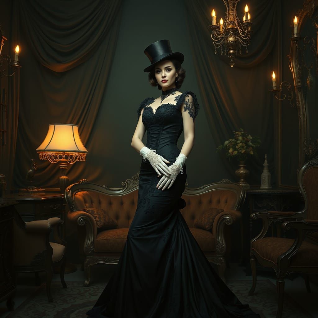 Elegant Victorian Lady in Luxurious Boudoir