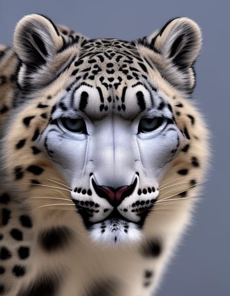 Snow Leopard Geometric Fluxus in Low Poly Style