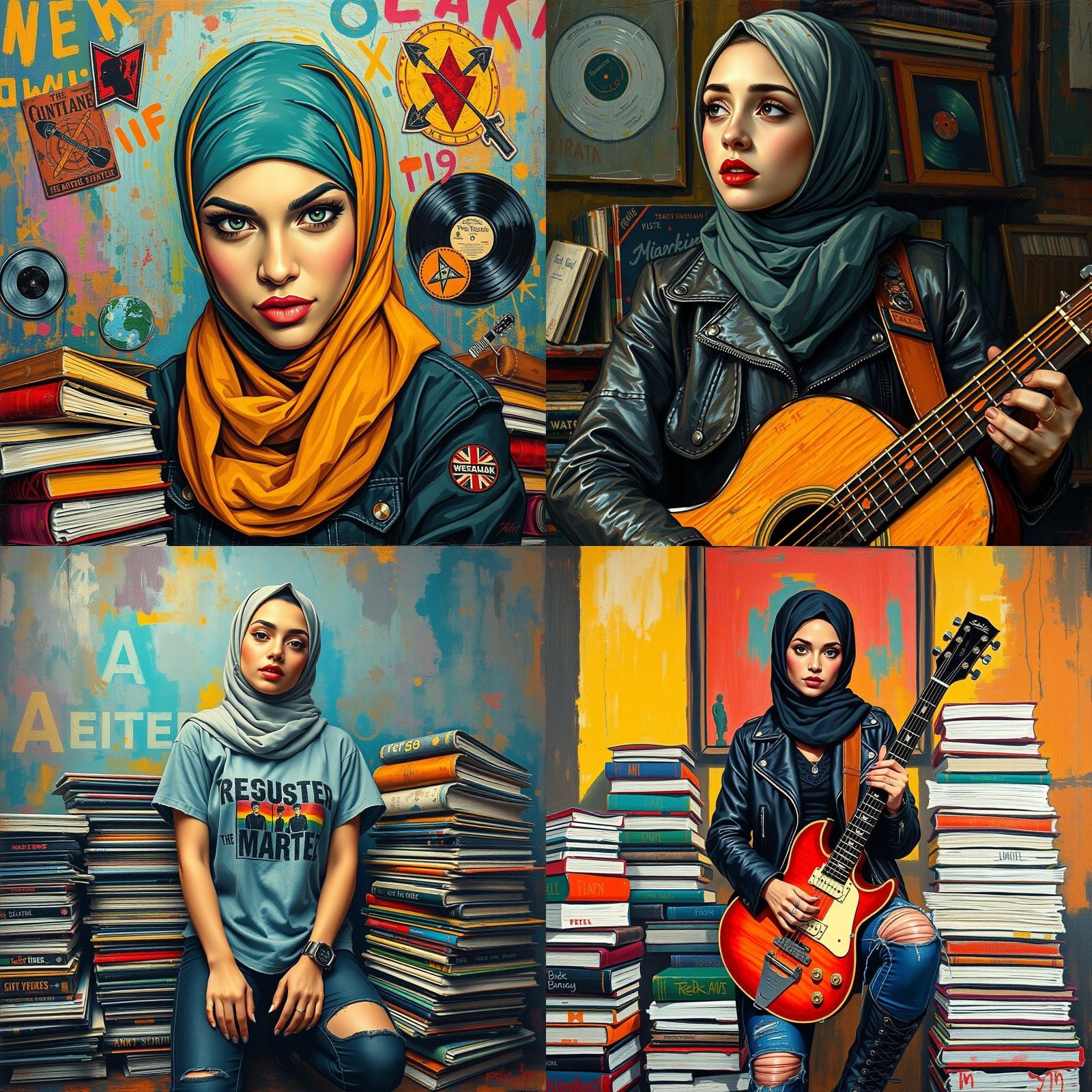 Edgy Muslim Woman in Expressionist Oil Painting