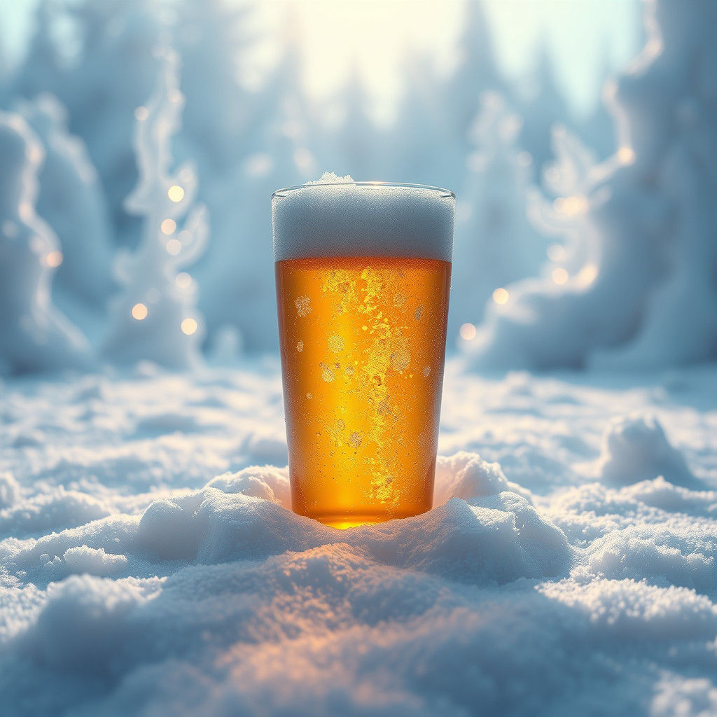 Icy Beer Glass in Winter Wonderland