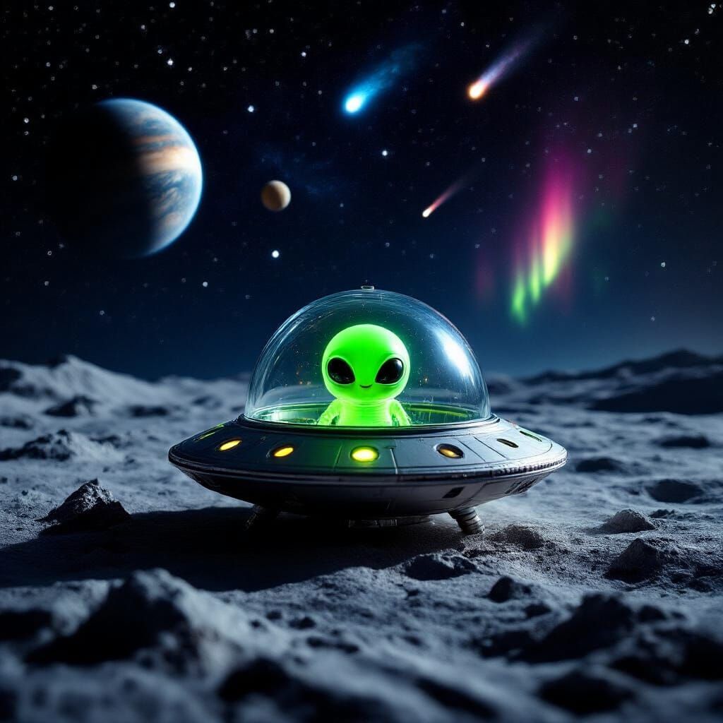 Hyperrealistic Alien Spaceship on the Moon