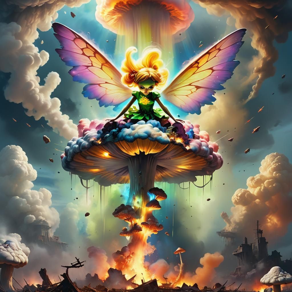 Surrealist Nuclear Fairy in Vibrant Oil Painting Style