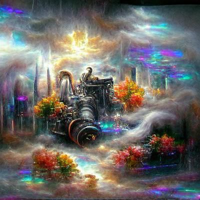 October: Holographic Astral Cosmic Steampunk Illustration