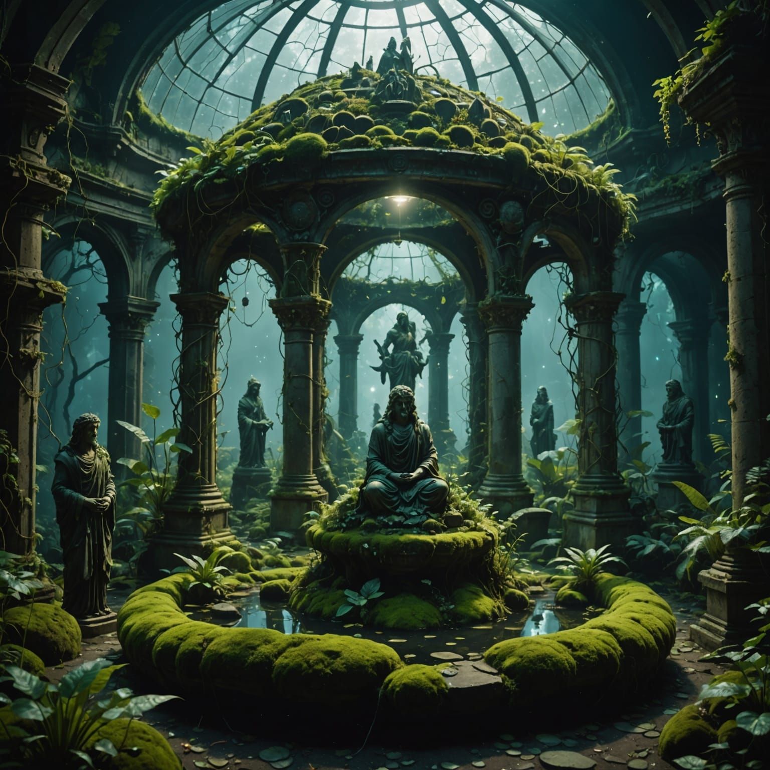 Surreal Crystal Garden Floating in Space