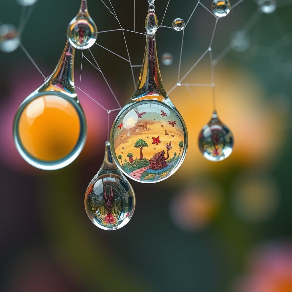Dewdrop Utopia: Surreal Macro Photography in Oil Paint