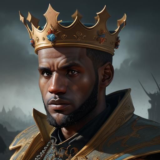 Lebron James as King in Detailed Digital Painting