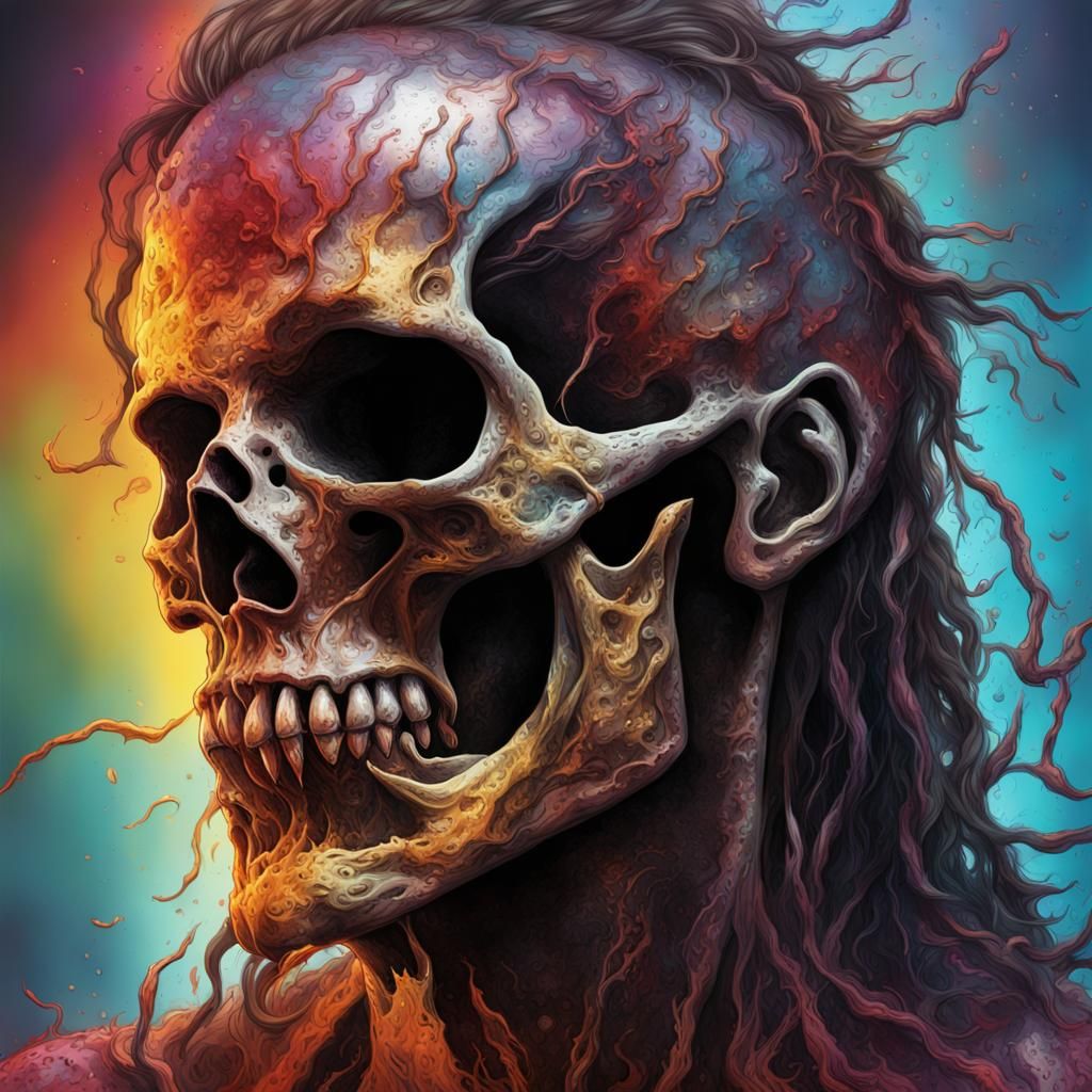 Hyperrealistic Death Metal Album Cover Portrait