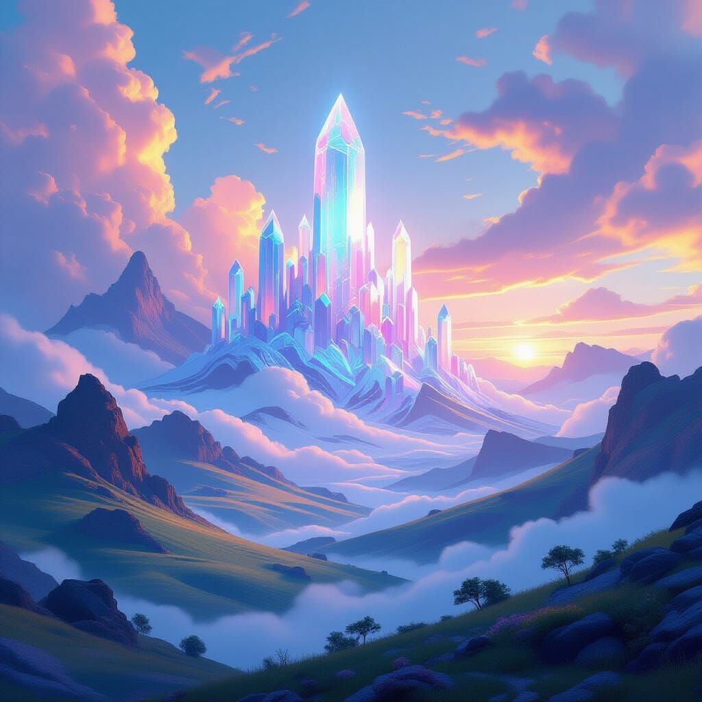 Fantastical Landscape with Crystal Spires