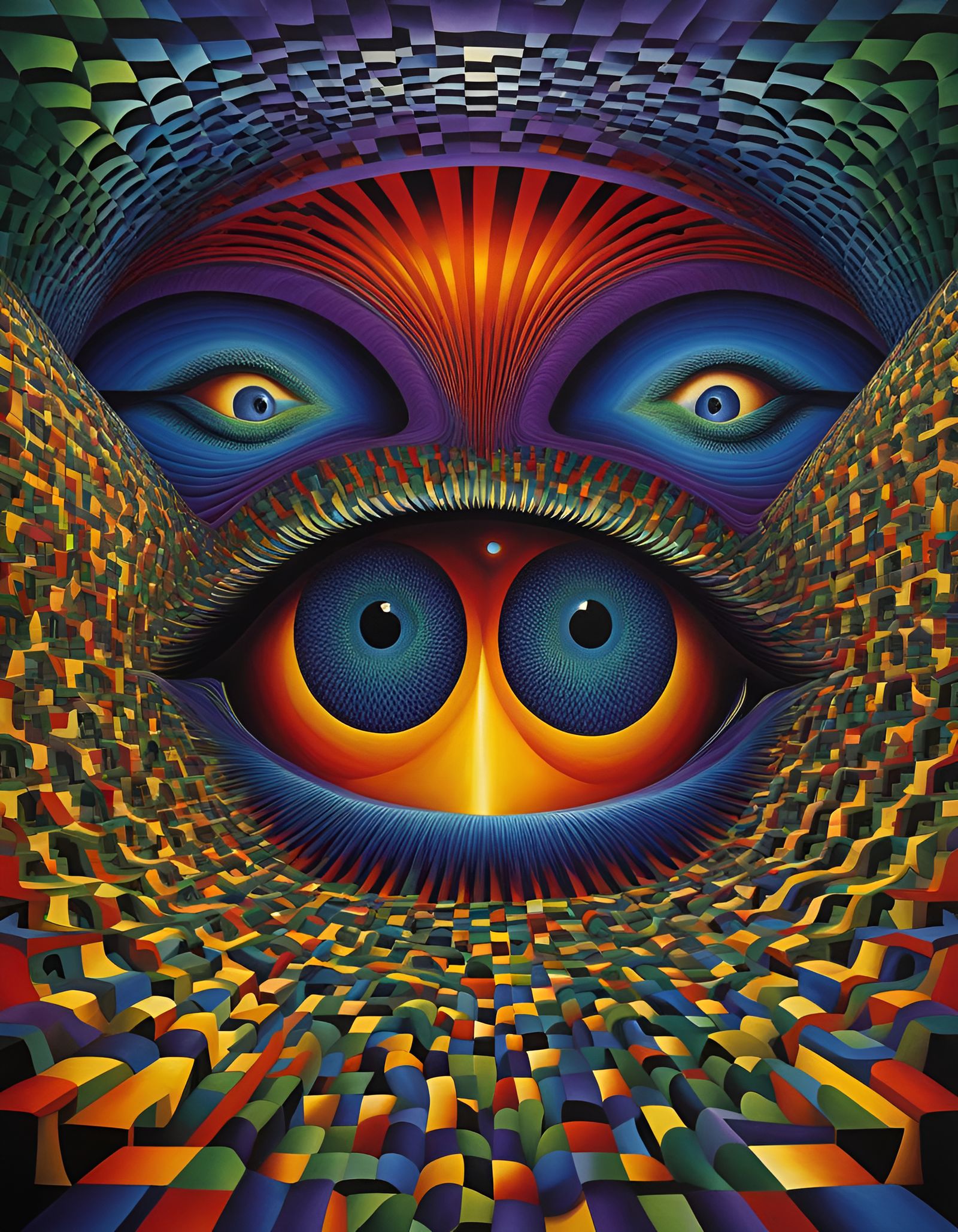 Surreal Optical Illusion with Hidden Faces