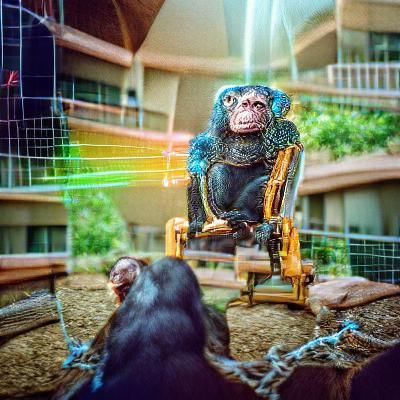 Sentient Chimp Judging Humanity, Hyperrealistic Render