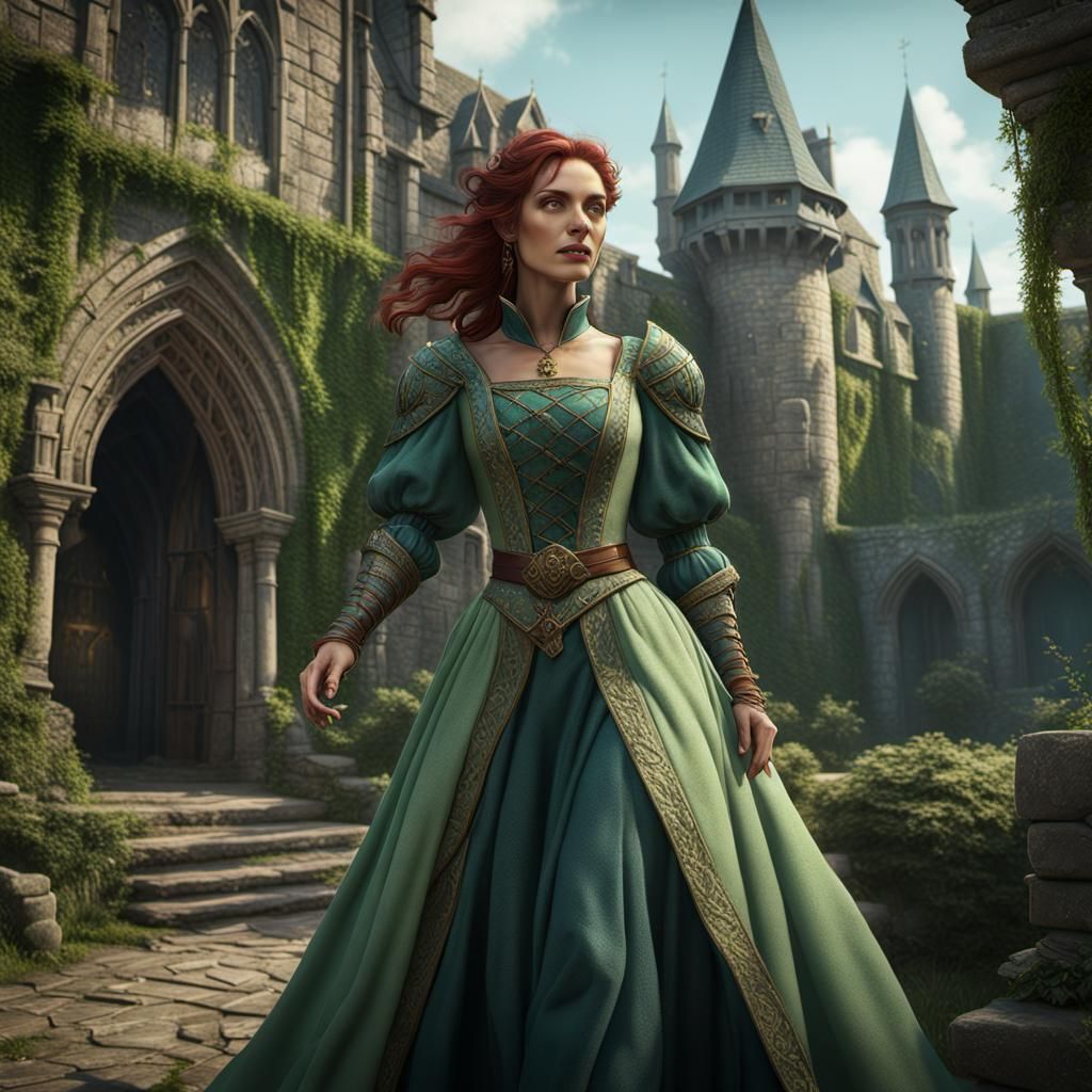 Pretty Medieval Woman in Detailed Matte Painting
