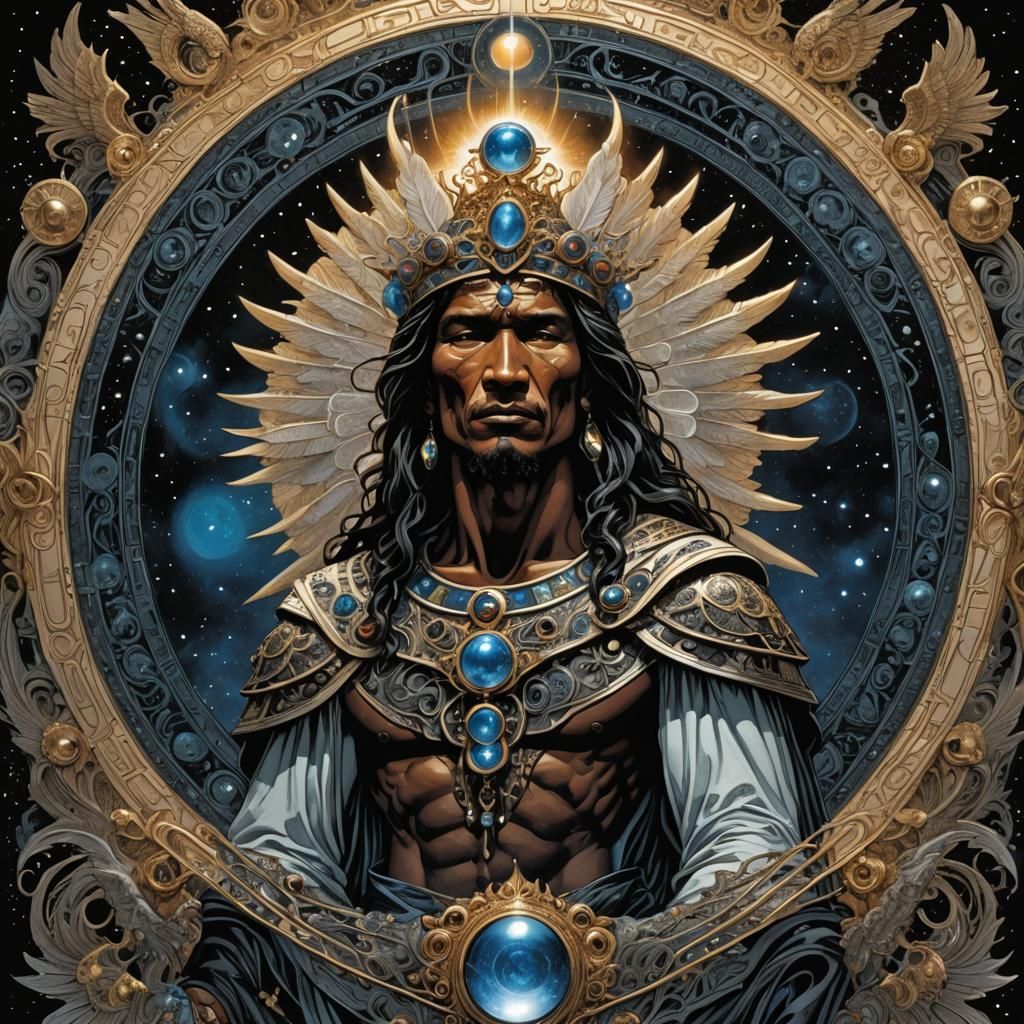Medicine Man with Crescent Moon in Comic Book Art