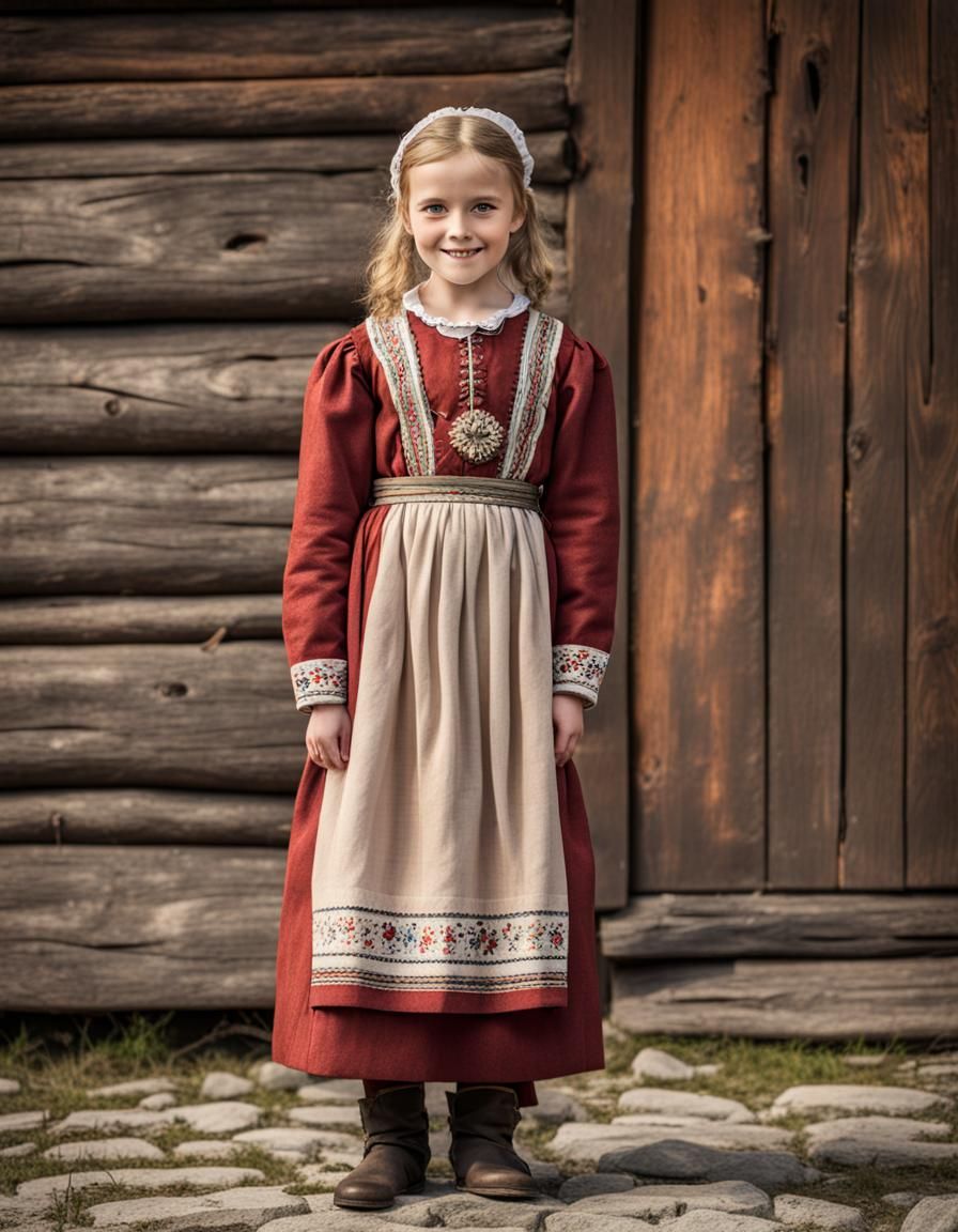Girl in Traditional Swedish Folk Costume