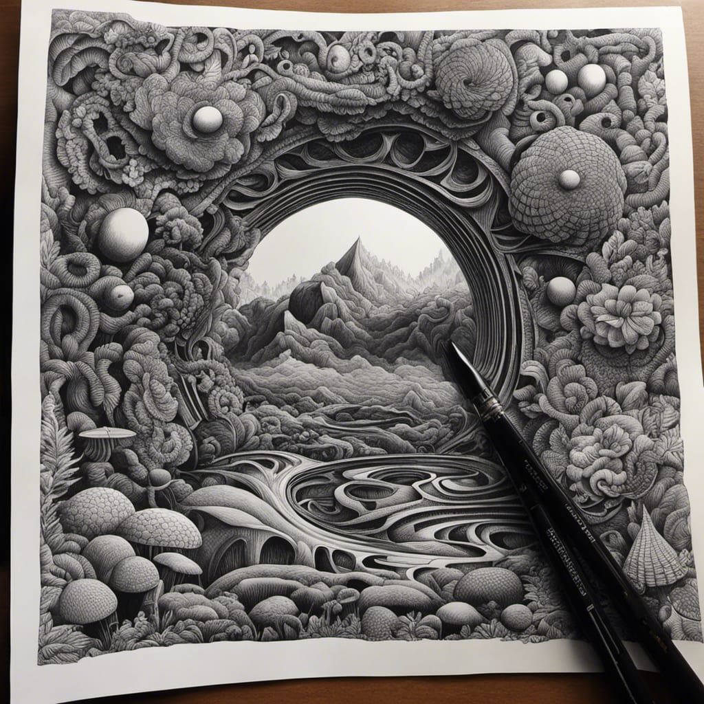 Detailed Ink Doodle Optical Illusion