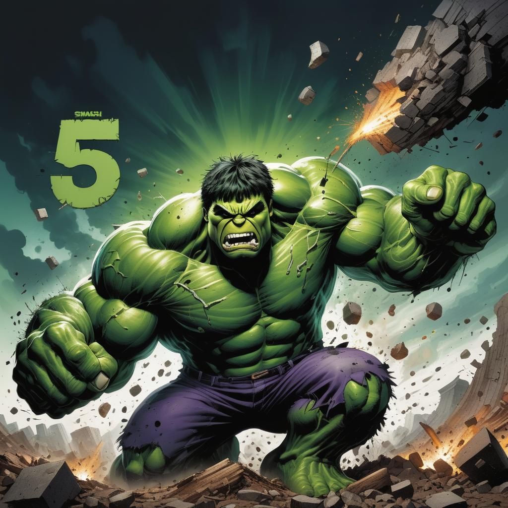 Hulk Creates "5 SMASH" Crater in Comic Book Art