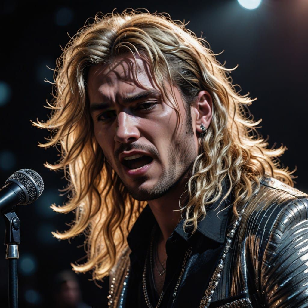 Glam Rock Icon in Hyperrealistic 80s Style