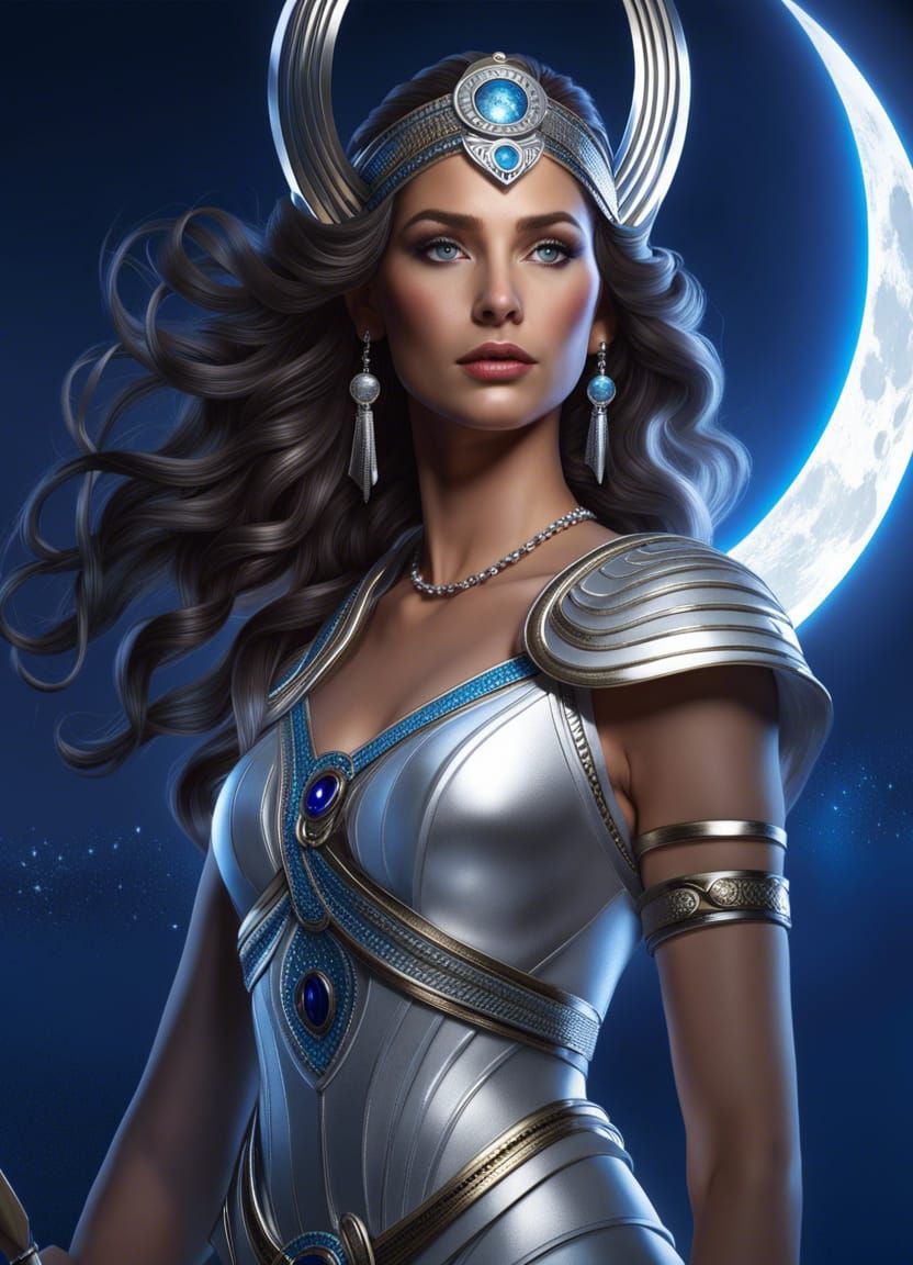 Detailed Portrait of Artemis, Moon Goddess