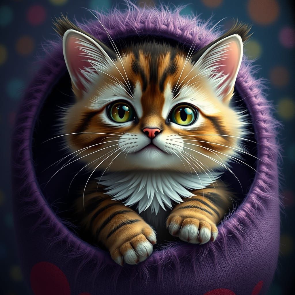 Whimsical Feline in Vibrant Colors