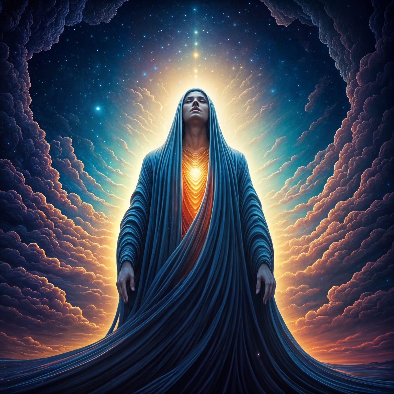 Cosmic Being in Detailed Oil Painting Style