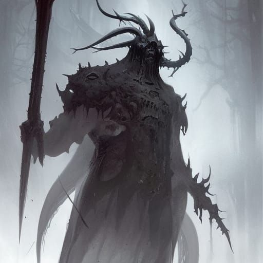 Gothic Dark Fantasy Demon Lord in Ornate Black Knight Armor