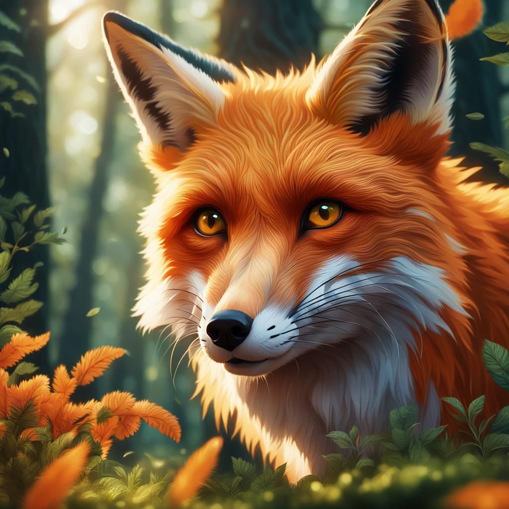 Vibrant Fox Portrait in Realistic Style