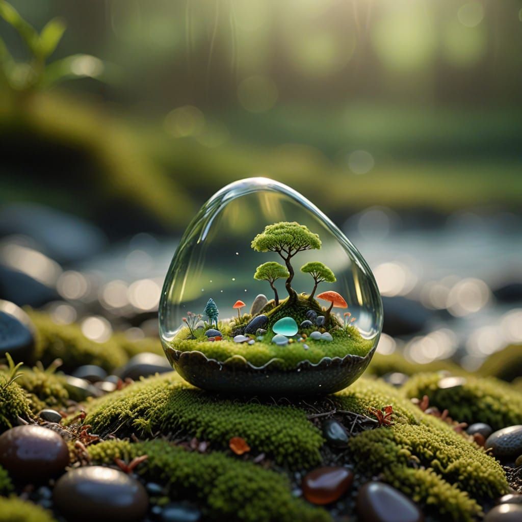 Miniature World Inside Sea Glass Macro Photography