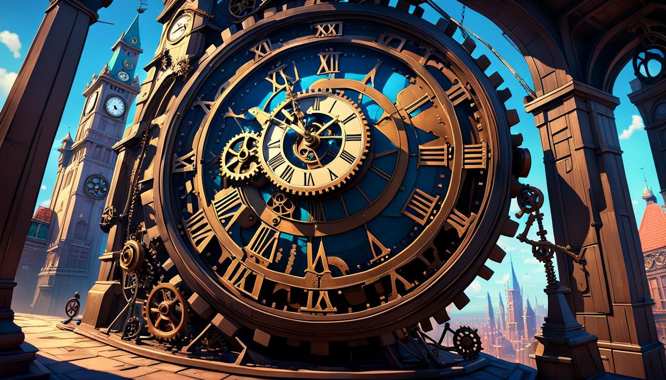 Clock Tower Climb: A 3D Digital Art Adventure