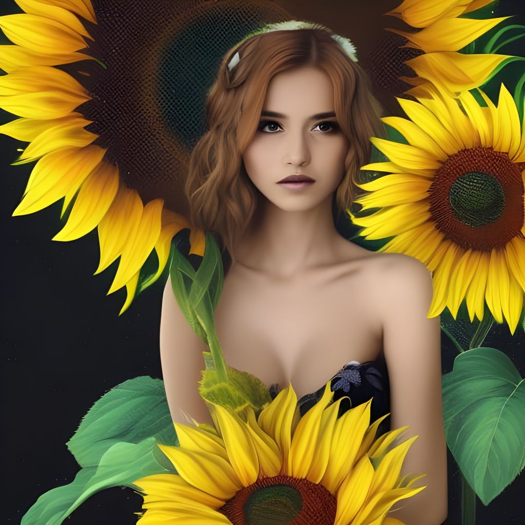 Fairy Tending Sunflower in Hyperrealistic Splash Art