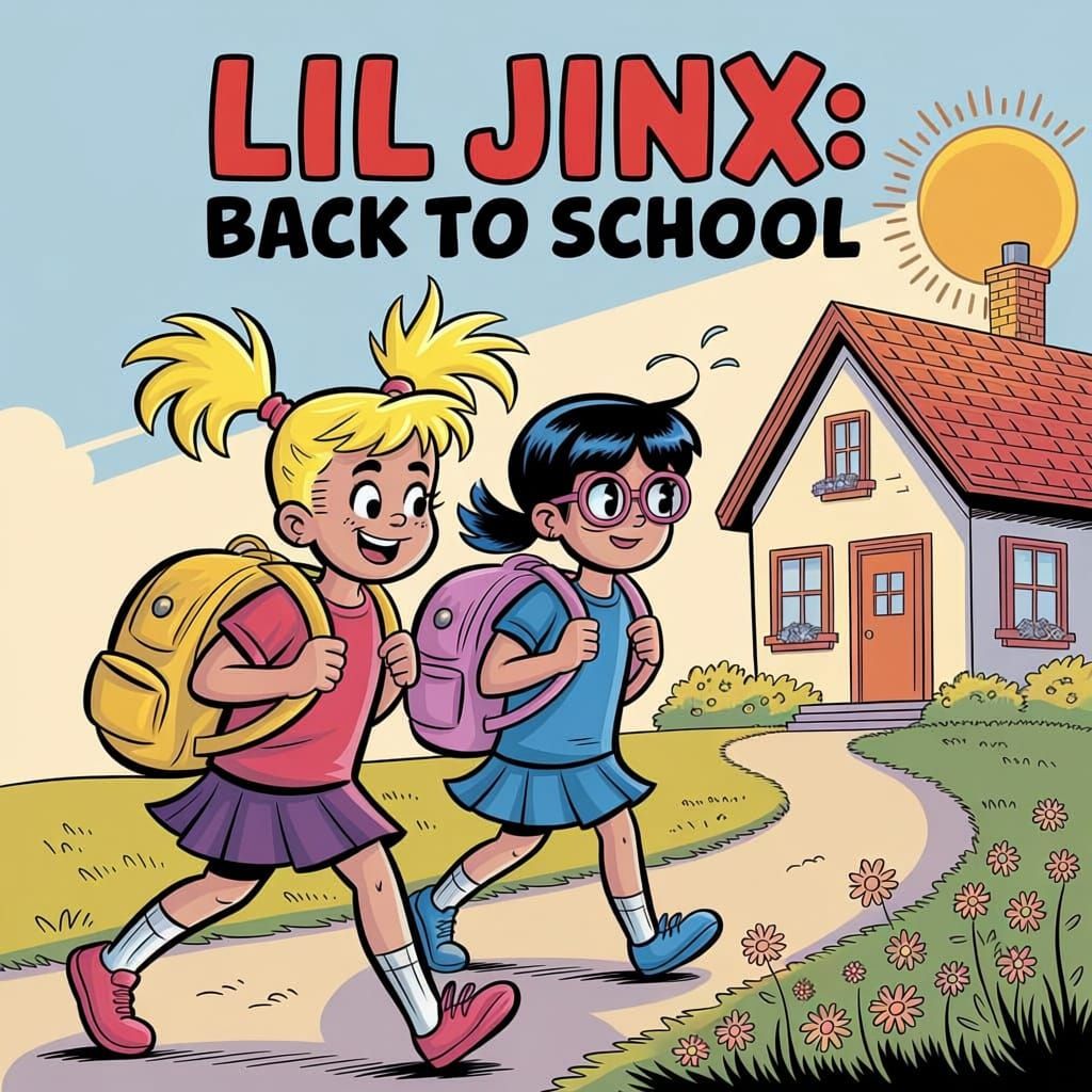 An innocent kid-friendly comic book panel in the style of Ar...