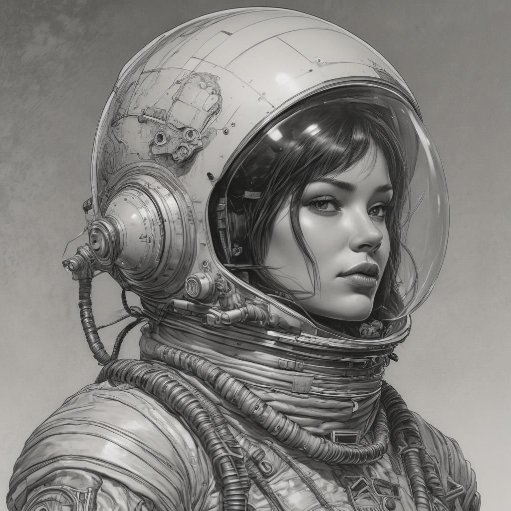Surreal Cosmonaut Girl: Digital Art