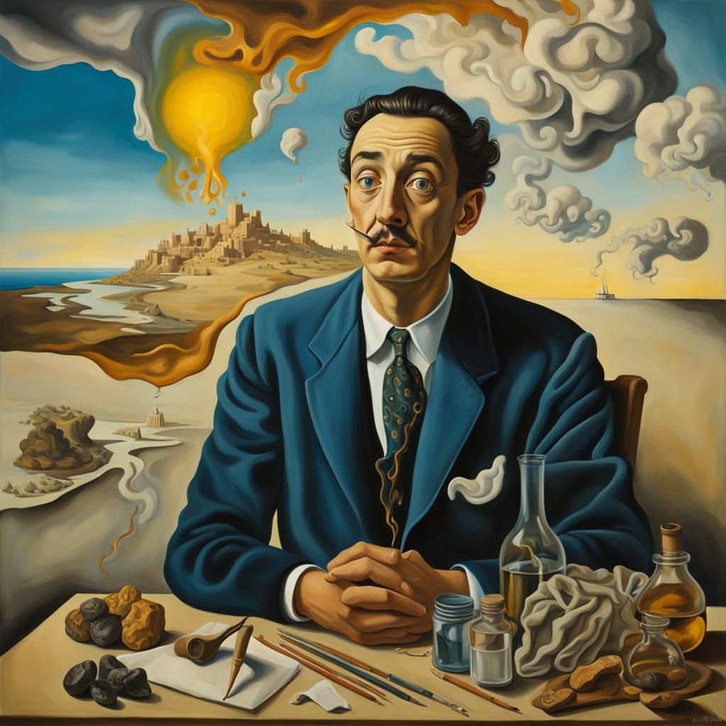 Surreal Portrait of a Young Man in Surrealist Style