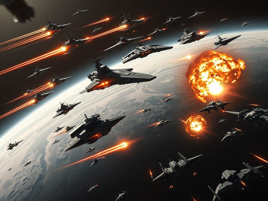 Epic Space Battle Above a Planet